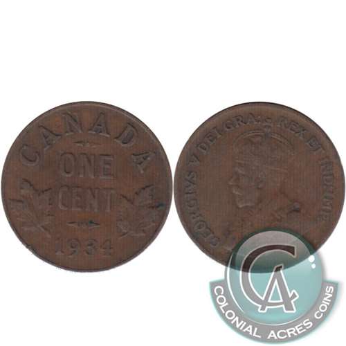 1934 Canada 1-cent Extra Fine (EF-40)