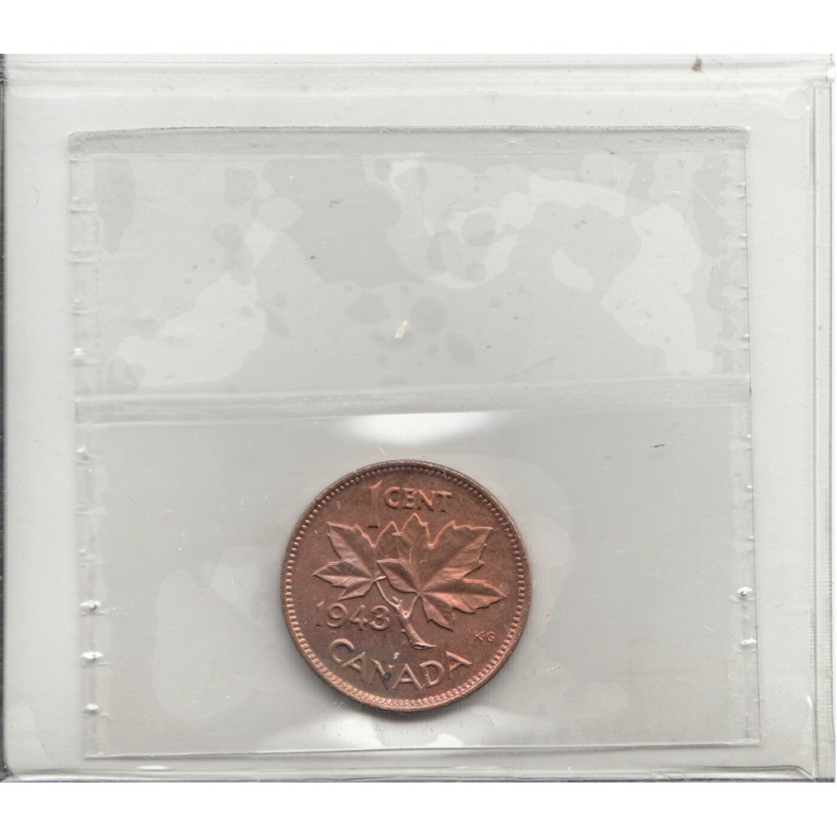 1943 Canada 1-cent ICCS Certified MS-64 Red