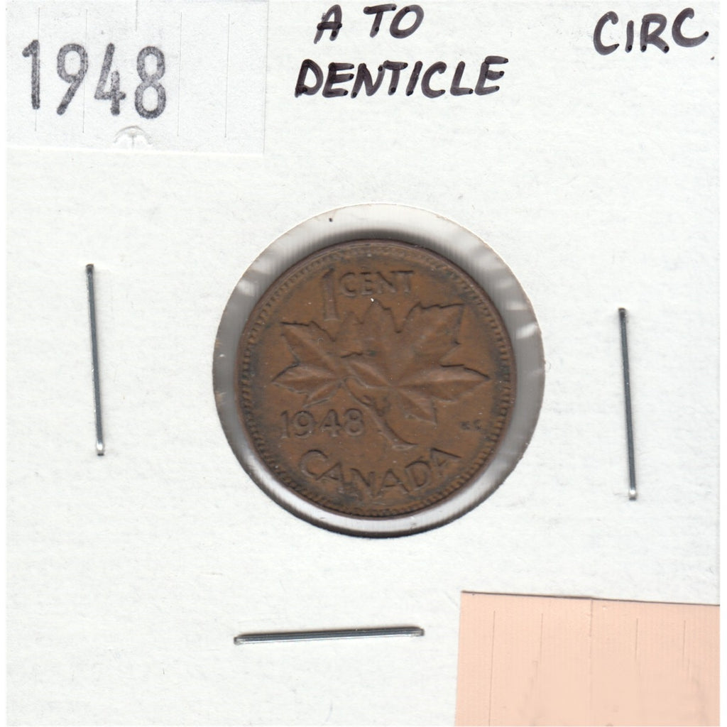 1948 A To Denticle Canada 1-cent Circulated