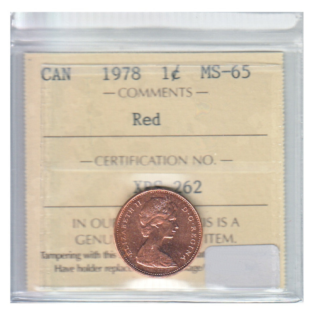 1978 Canada 1-cent ICCS Certified MS-65 Red