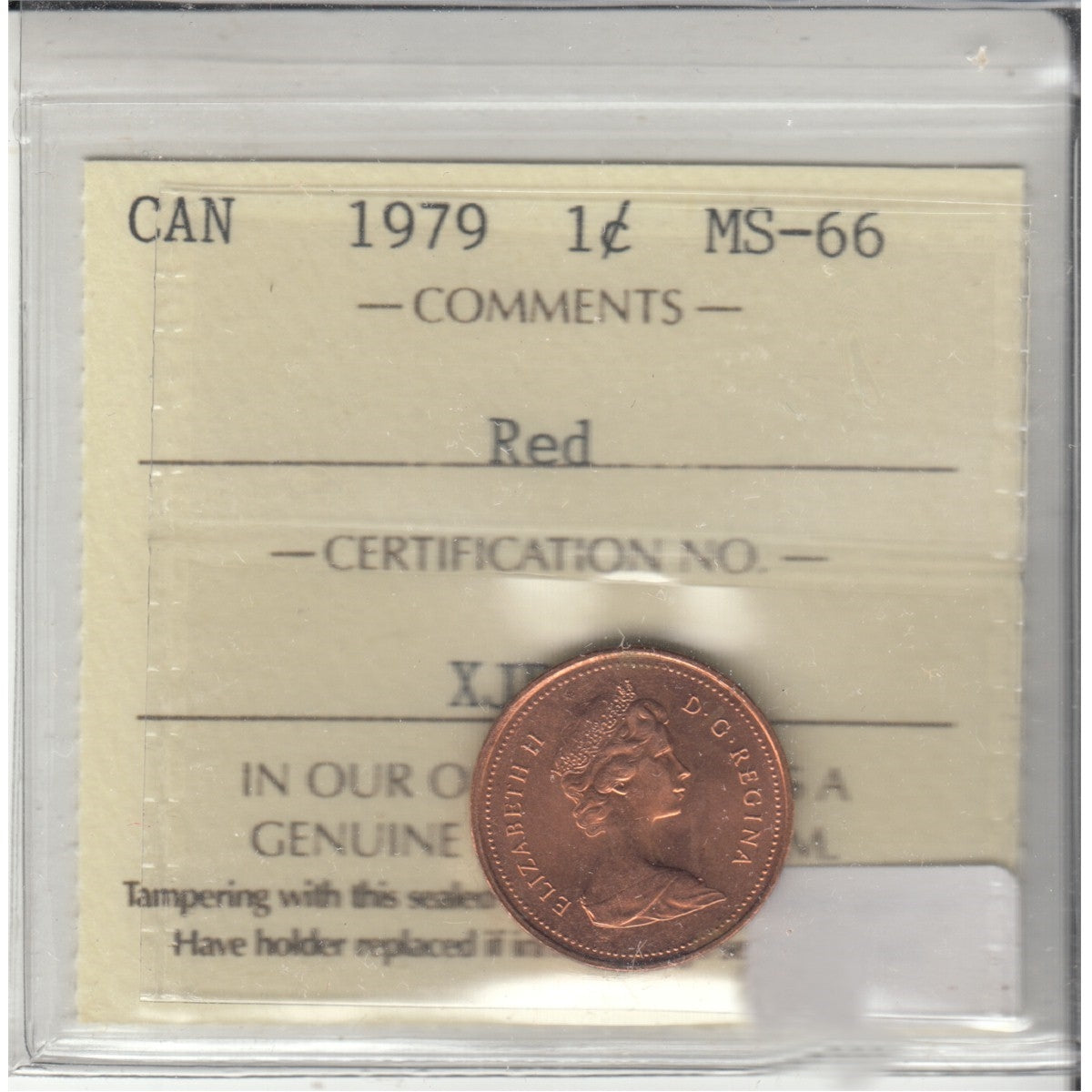 1979 Canada 1-cent ICCS Certified MS-66 Red