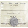 1986 Canada 10-cents ICCS Certified MS-65