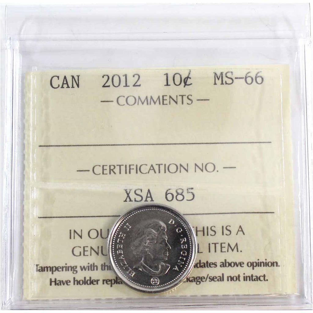 2012 Canada 10-cents ICCS Certified MS-65