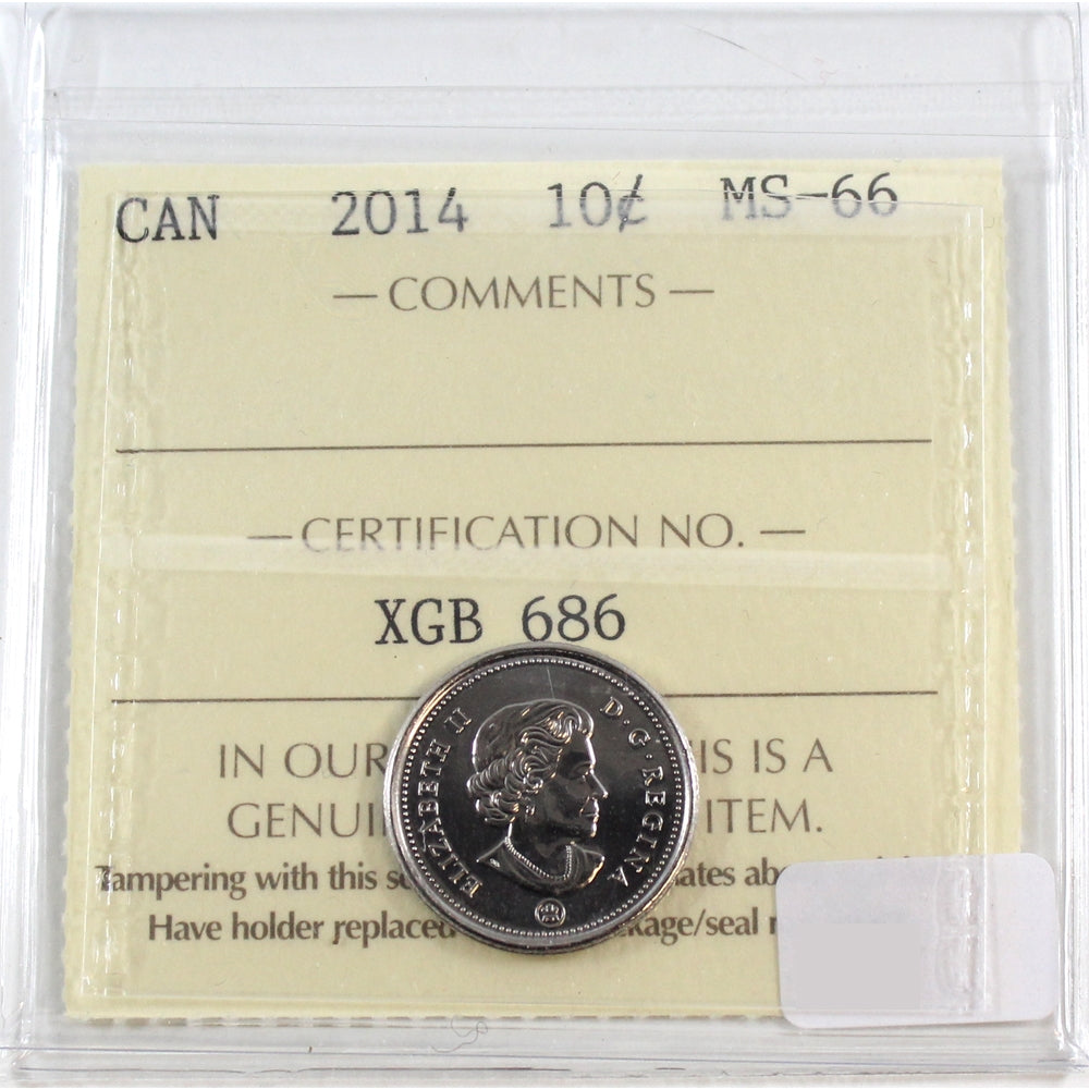 2014 Canada 10-cents ICCS Certified MS-66