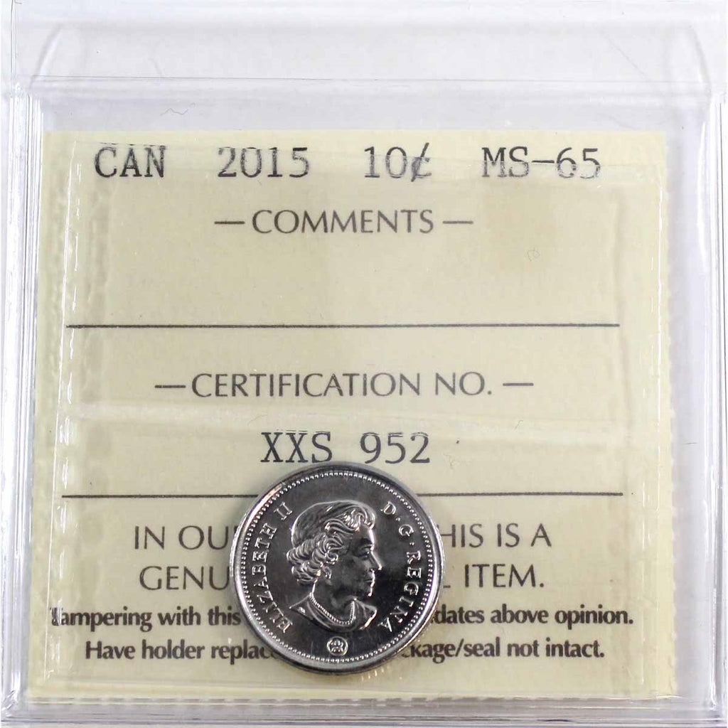 2015 Canada 10-cents ICCS Certified MS-65