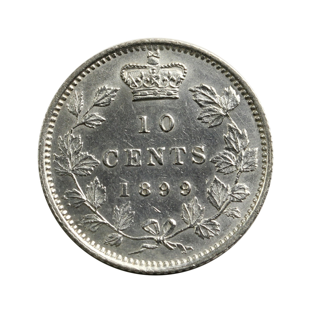 1899 Large 9's Canada 10-cents Almost Uncirculated (AU-50) $