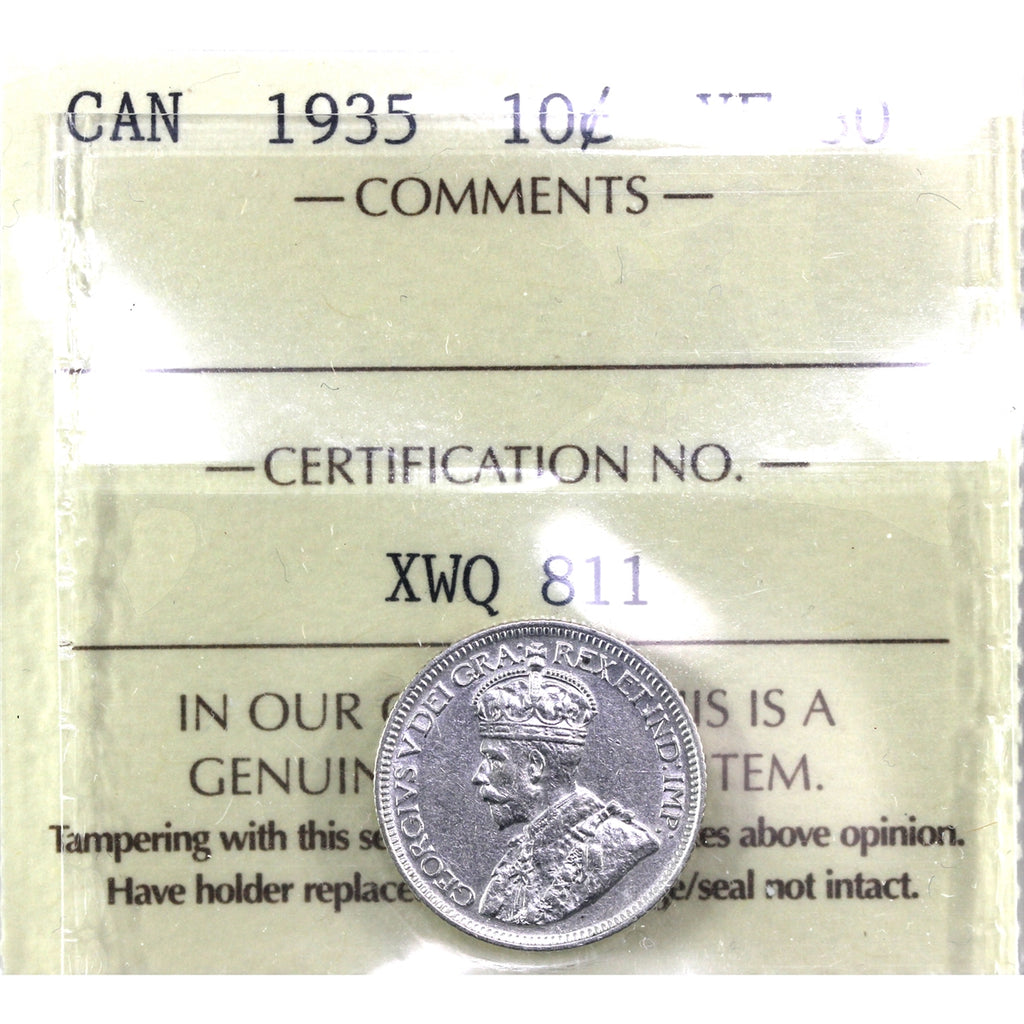 1935 Canada 10-cents ICCS Certified VF-30