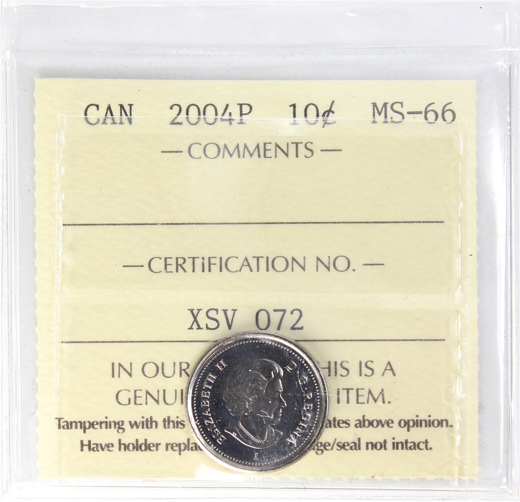 2004P Canada 10-cents ICCS Certified MS-66