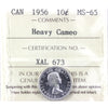 1956 Canada 10-cents ICCS Certified MS-65 Heavy Cameo