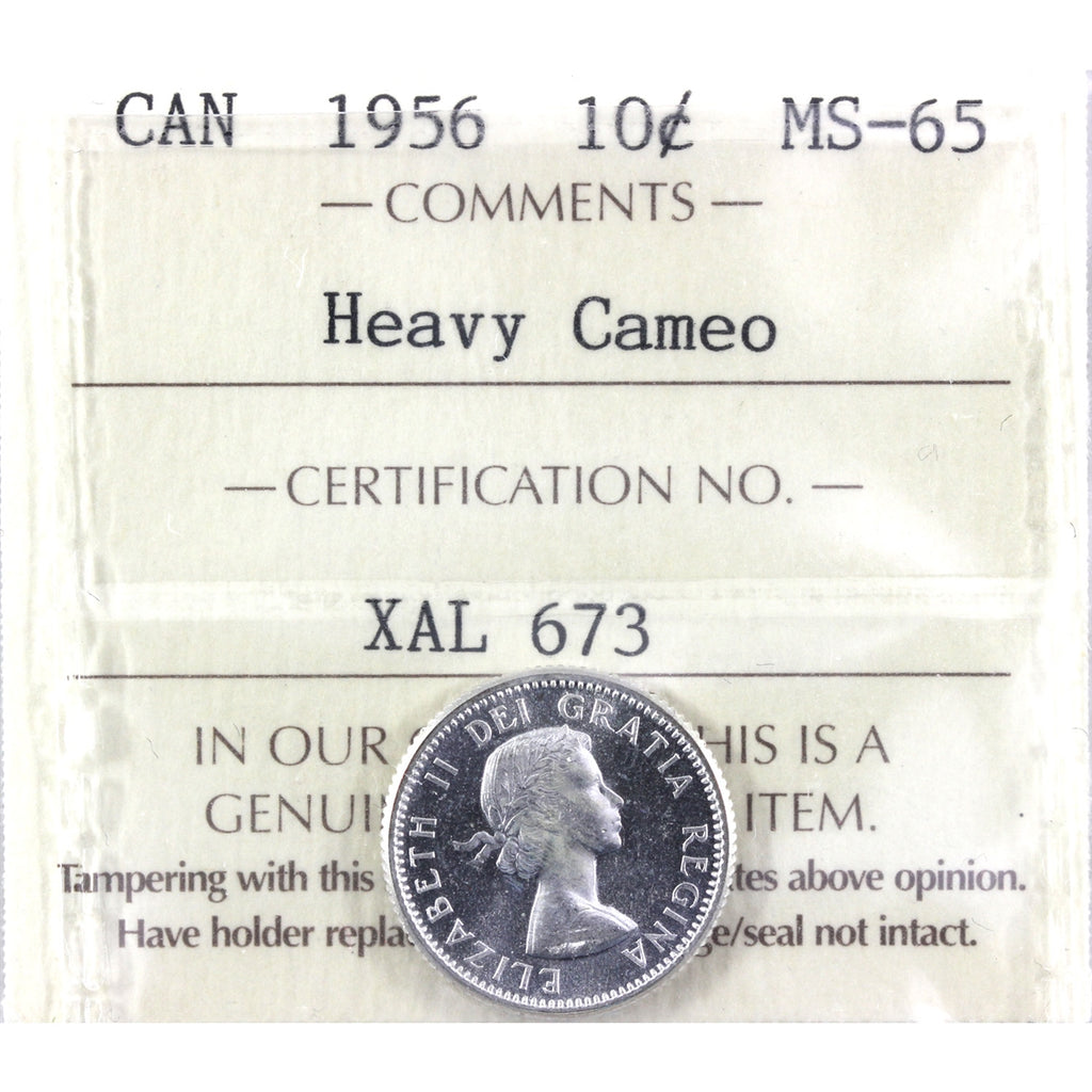 1956 Canada 10-cents ICCS Certified MS-65 Heavy Cameo