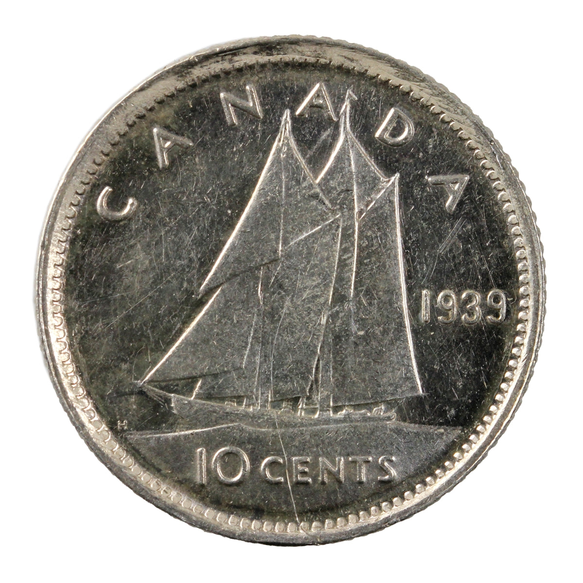 1939 Canada 10-cents AU-UNC Cameo (AU-55)