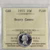 1955 Canada 10-cents ICCS Certified PL-66 Heavy Cameo