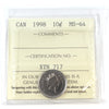 1998 Canada 10-cents ICCS Certified MS-64