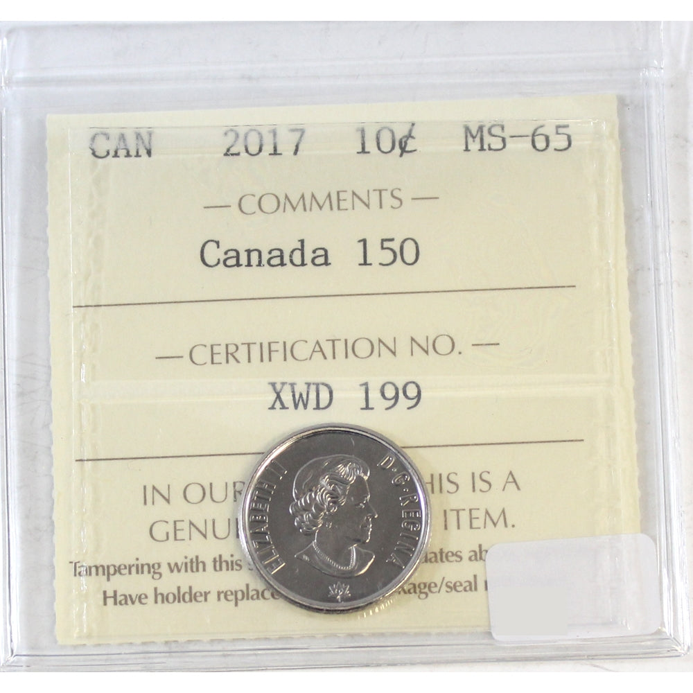 2017 Canada's 150th 10-cents ICCS Certified MS-65