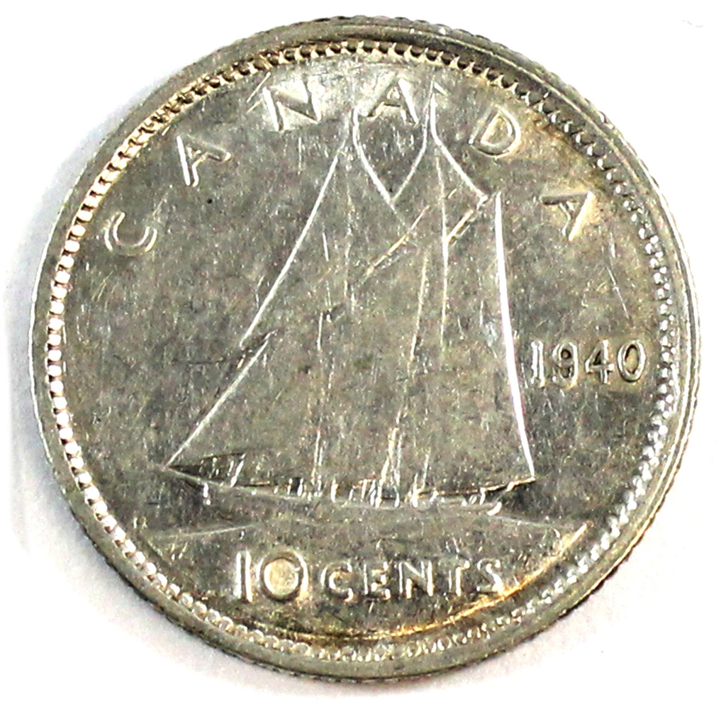 1940 Re-Engraved Canada 10-cents Extra Fine (EF-40)