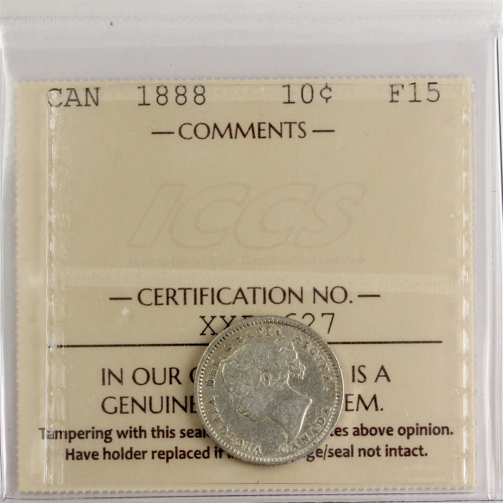 1888 Canada 10-cents ICCS Certified F-15