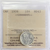 1936 Canada 10-cents ICCS Certified MS-63 (XXP 673)