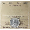 1919 Canada 10-cents ICCS Certiied MS-63 (XZD 248)
