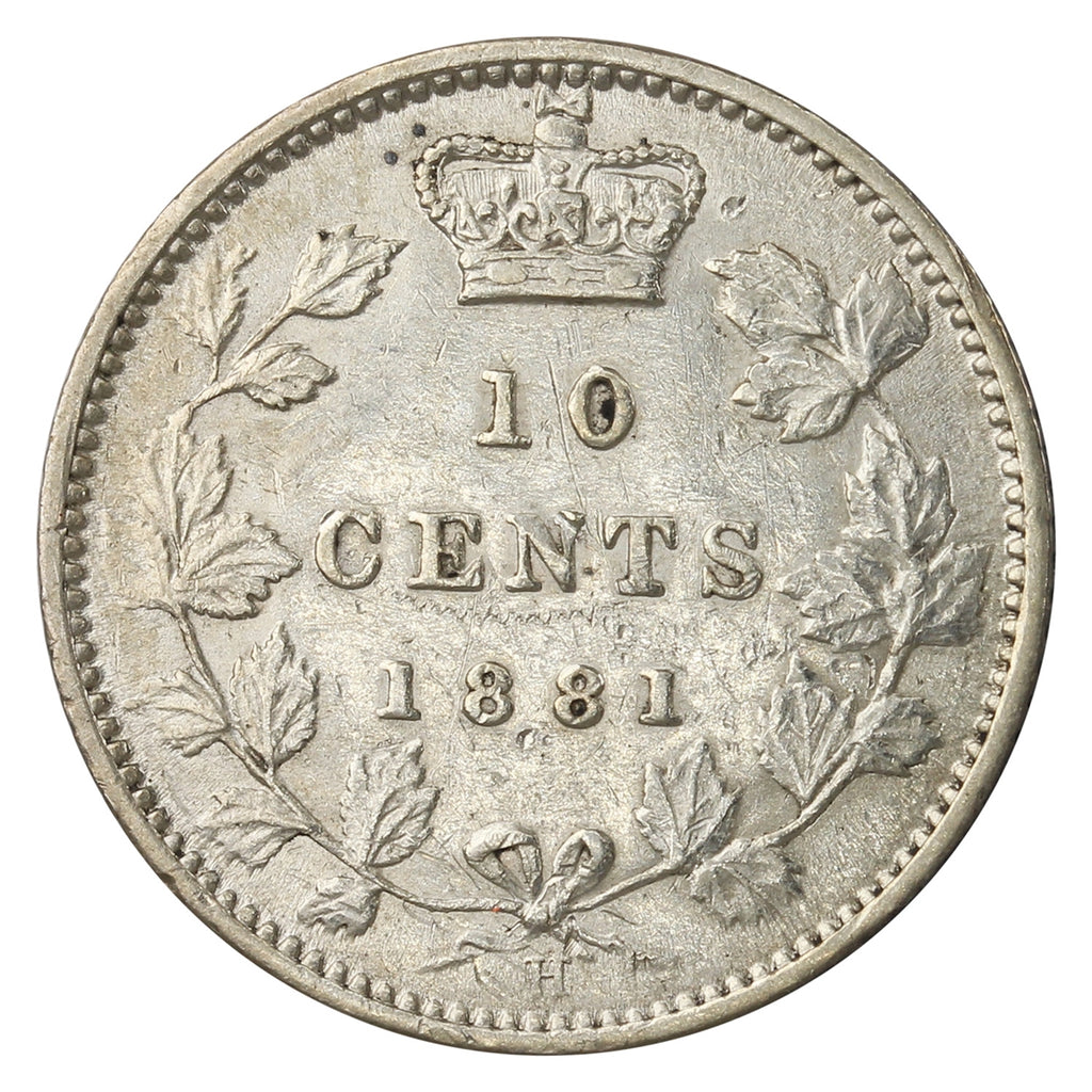 1881H Obv. 2 Canada 10-cents Extra Fine (EF-40) $