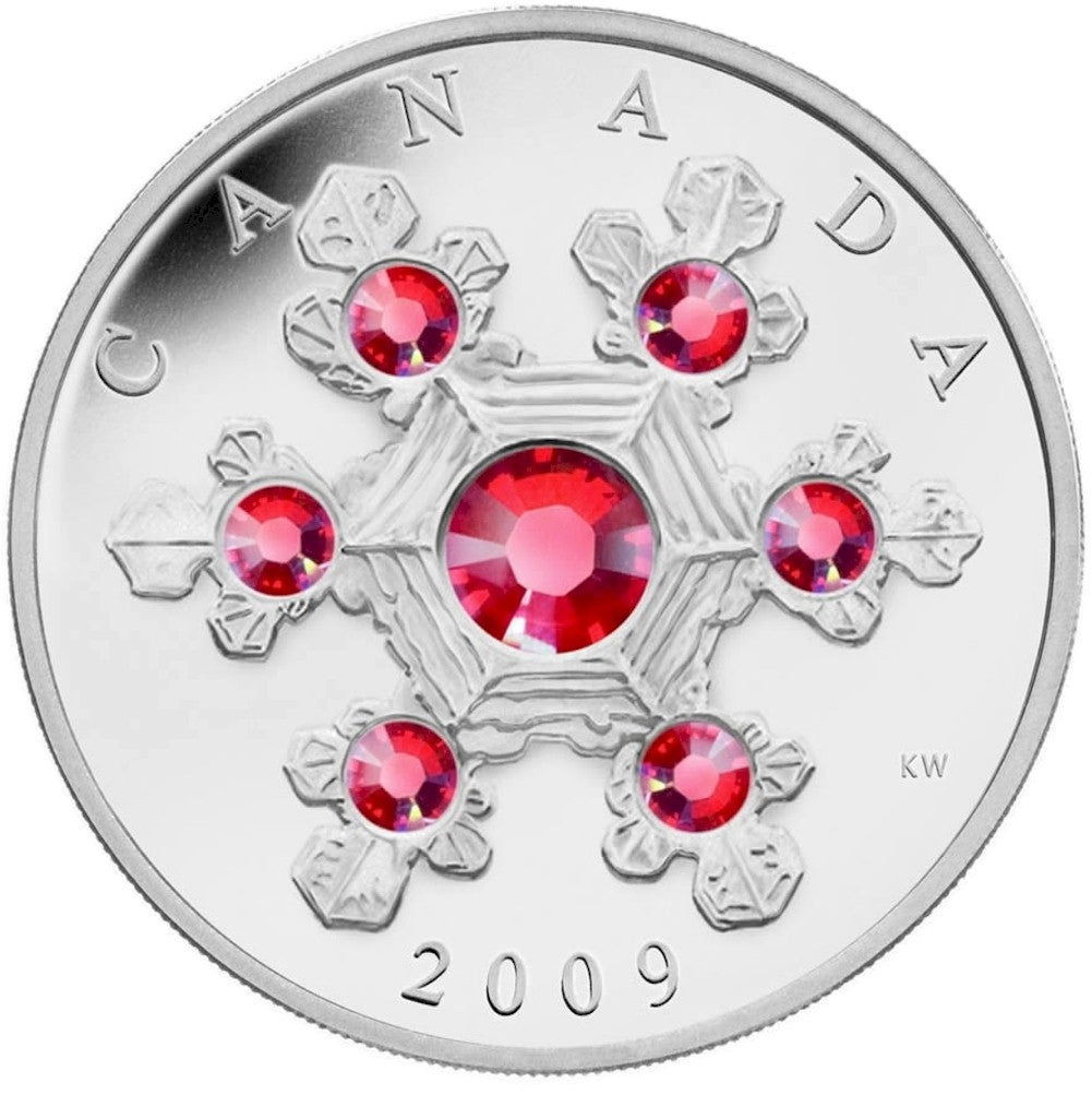 2009 Canada $20 Pink Crystal Snowflake Fine Silver