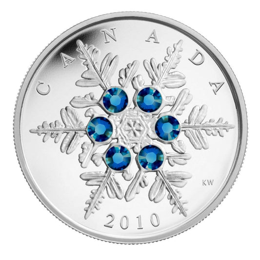 RDC 2010 Canada $20 Blue Crystal Snowflake Fine Silver (No Tax) missing sleeve
