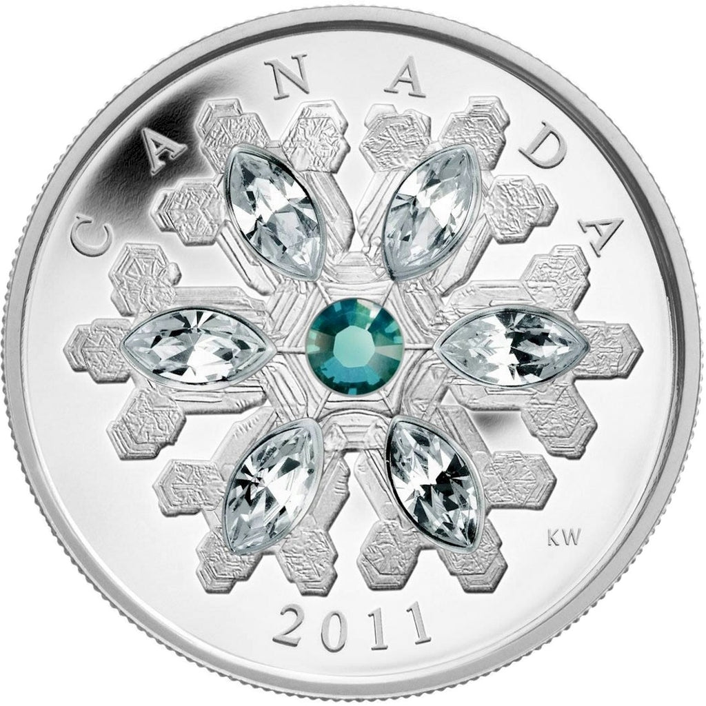 2011 Canada $20 Emerald Crystal Snowflake Fine Silver
