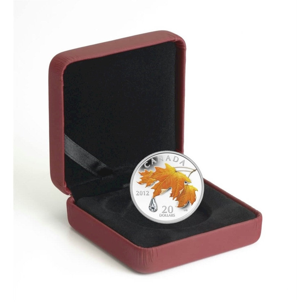 2012 Canada $20 Maple Leaf Crystal Raindrop Fine Silver