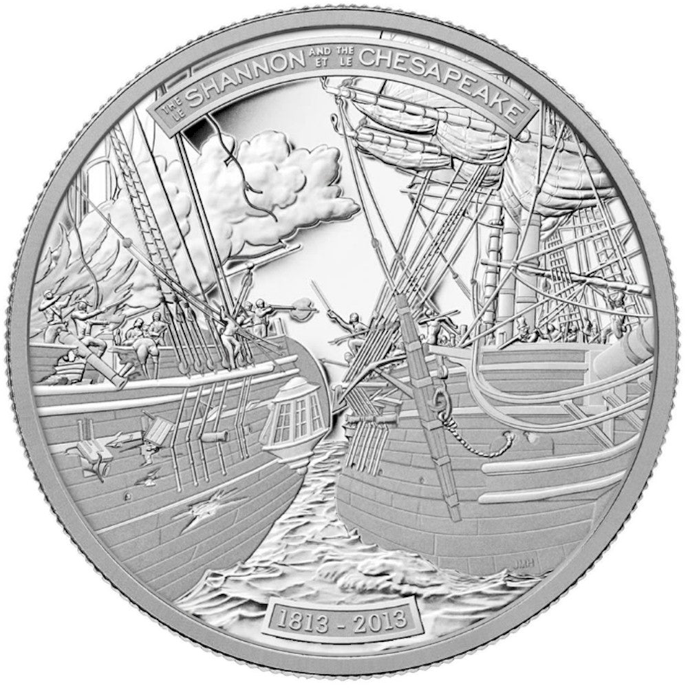 2013 Canada $50 HMS Shannon & USS Chesapeake 5oz. Silver (No Tax)