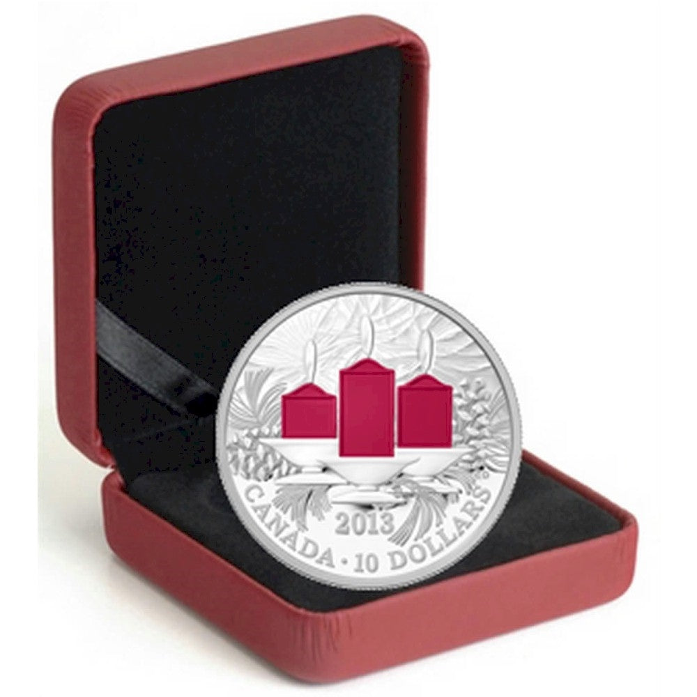 2013 Canada $10 Holiday Candles Fine Silver Coin (No Tax)
