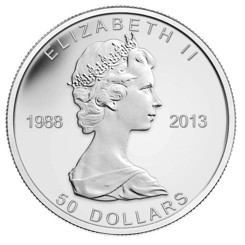 2013 Canada $50 25th Anniversary Silver Maple Leaf 5oz Silver (No Tax)