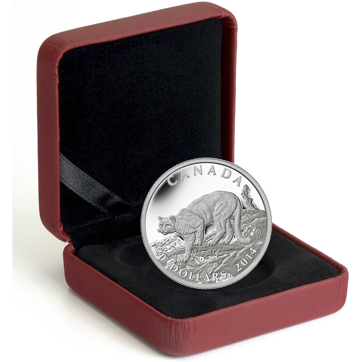 2014 Canada $20 Cougar: Atop A Mountain Fine Silver (TAX Exempt)