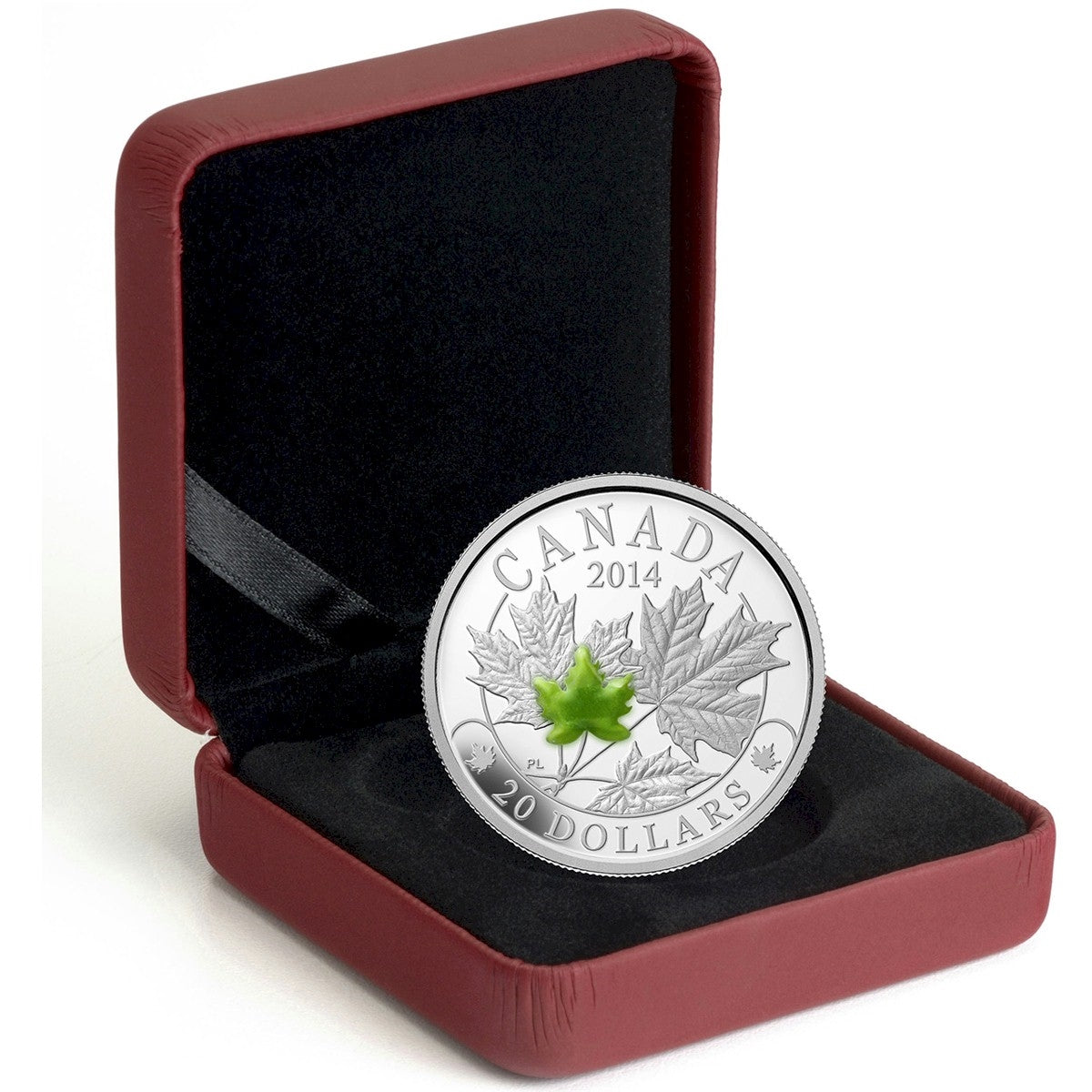 2014 Canada $20 Majestic Maple Leaves with Jade Fine Silver