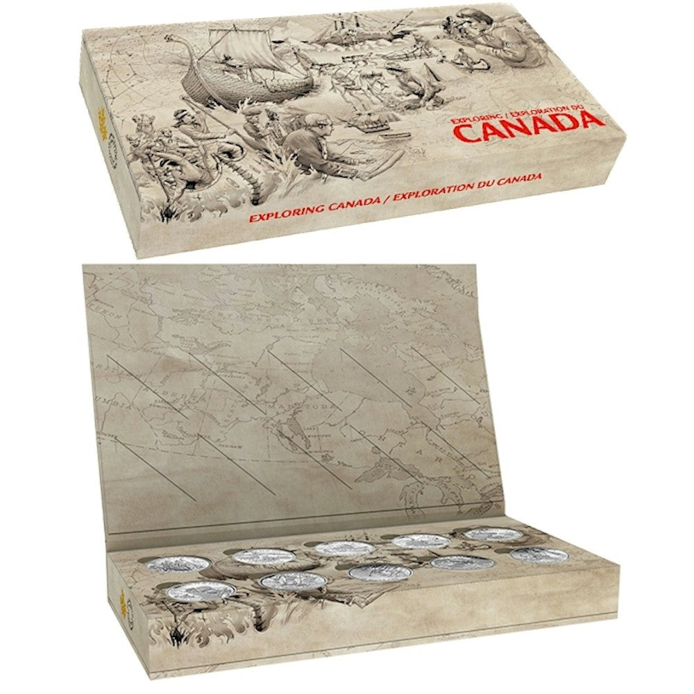 2014-2015 Canada $15 Exploring Canada 10-Coin Set in Display (No Tax)