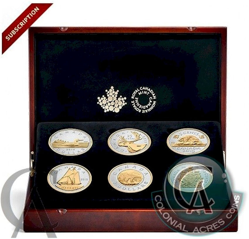 2015 Canada 5oz. Big Coin Series 6 Coin Set (TAX Exempt) Lightly Scuffed Capsule