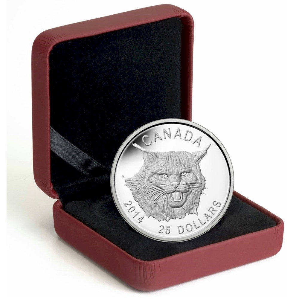 2014 $25 The Fierce Canadian Lynx Silver Ultra High Relief (No Tax)