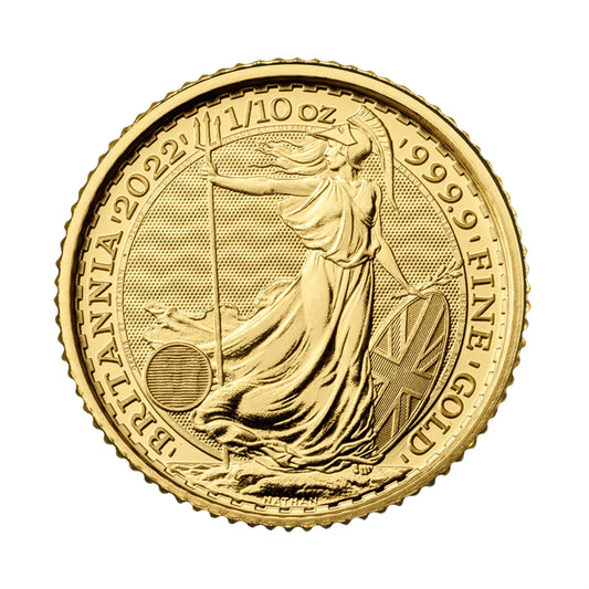 2022 Great Britain 10 Pounds Britannia 1/10oz .9999 Gold (No Tax)