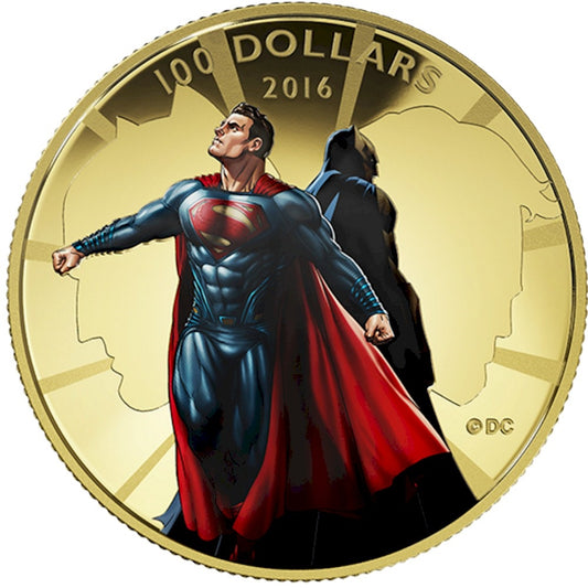 2016 Canada $100 Batman VS Superman Dawn of Justice 14K Gold Coin