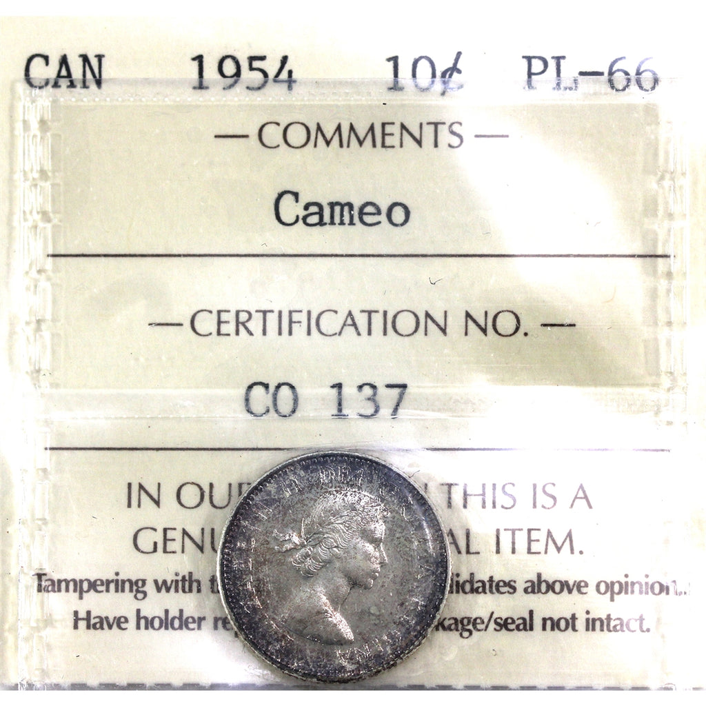 1954 Canada 10-cents ICCS Certified PL-66 Cameo