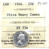1964 Canada 10-cents ICCS Certified PL-66 Ultra Heavy Cameo