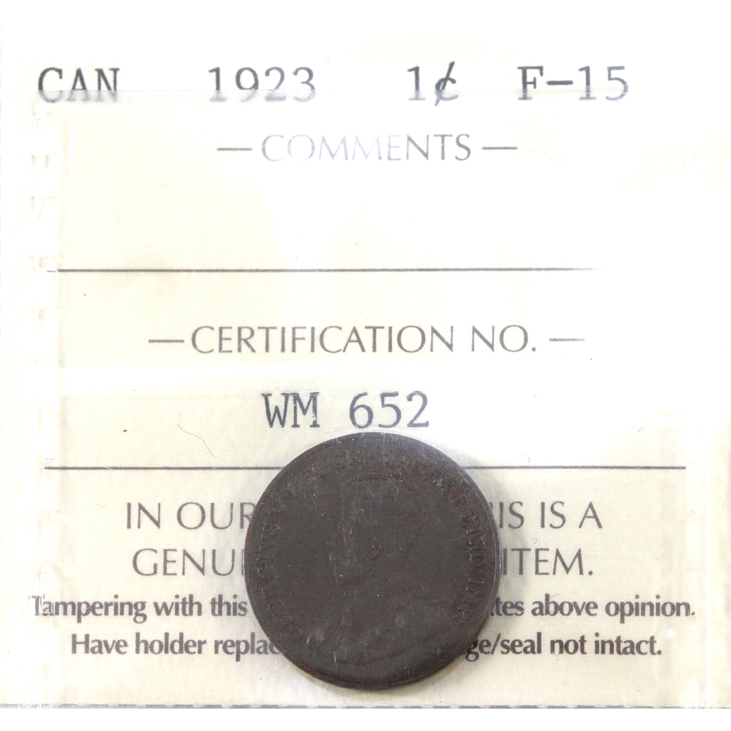 1923 Canada 1-cent ICCS Certified F-15