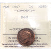 1947 Canada 1-cent ICCS Certified MS-65 Red