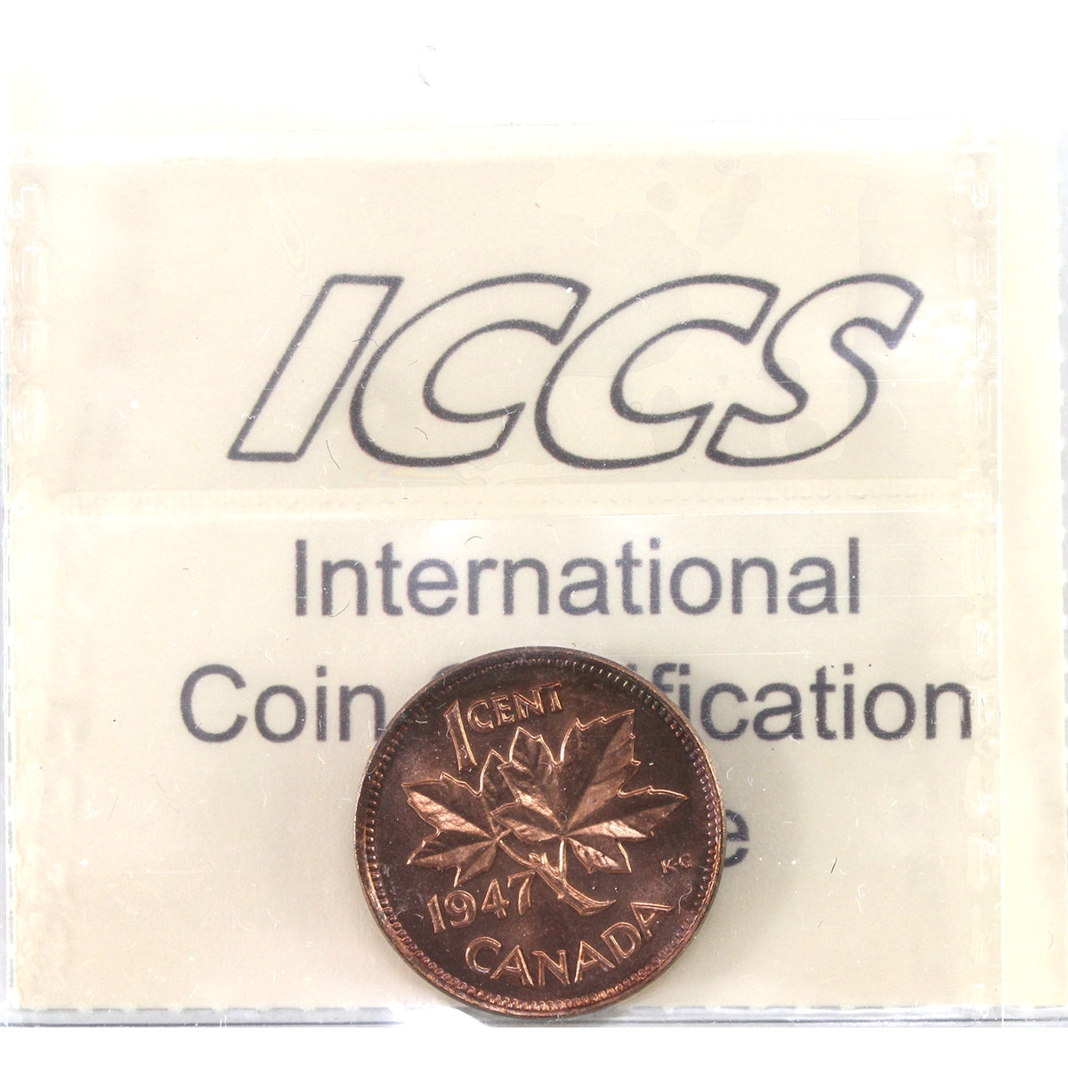 1947 Canada 1-cent ICCS Certified MS-65 Red