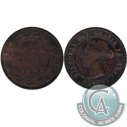 1891 SDSL Obv. 3 Canada 1-cent Very Good (VG-8) $