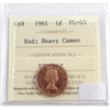 1961 Canada 1-cent ICCS Certified PL-65 Red; Heavy Cameo