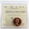 1961 Canada 1-cent ICCS Certified PL-65 Red; Ultra Heavy Cameo