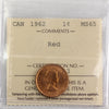 1962 Canada 1-cent ICCS Certified MS-65 Red