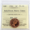 1964 Canada 1-cent ICCS Certified PL-66 Red; Ultra Heavy Cameo