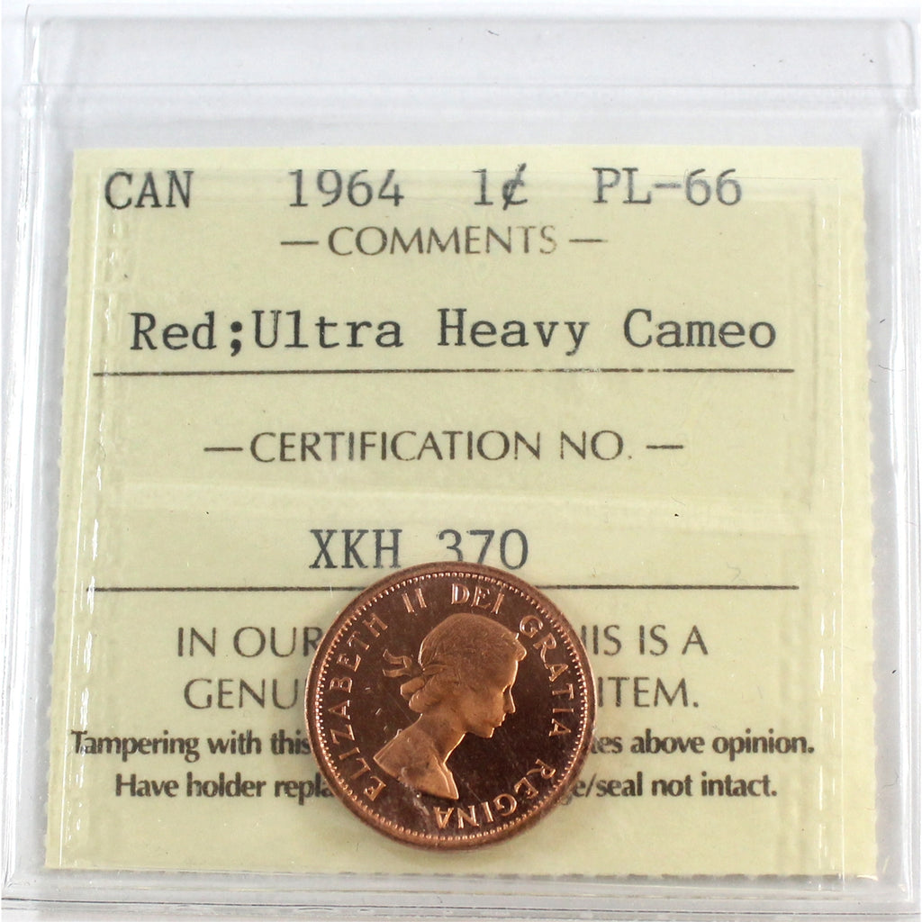 1964 Canada 1-cent ICCS Certified PL-66 Red; Ultra Heavy Cameo