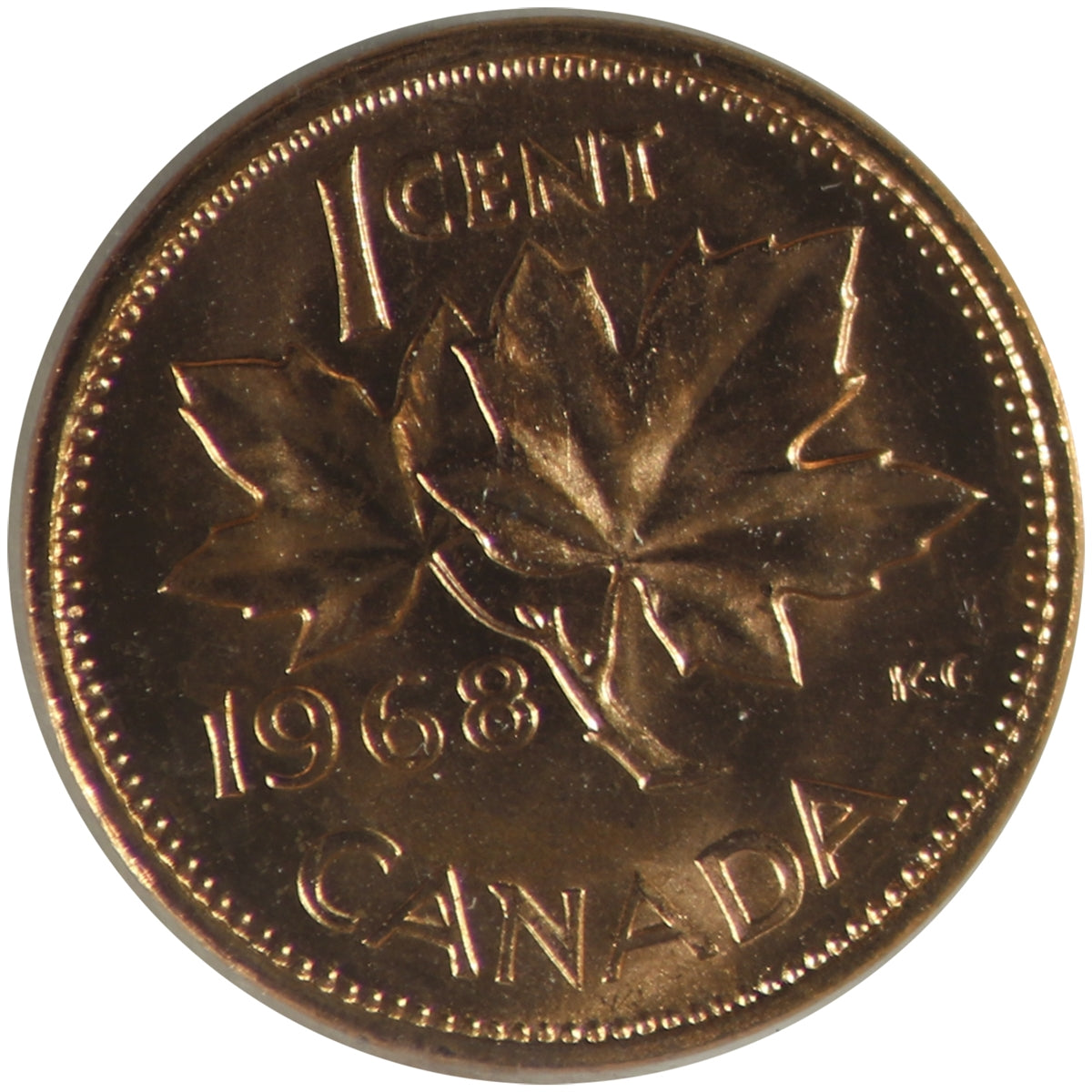 1968 Canada 1-cent ICCS Certified MS-66 Red