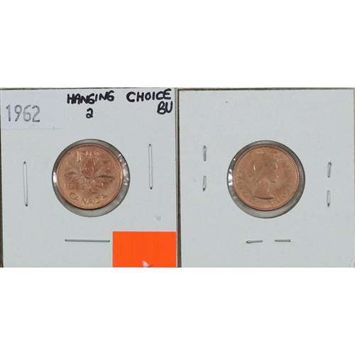 1962 Hanging 2 Canada 1-cent Choice Brilliant Uncirculated (MS-64)